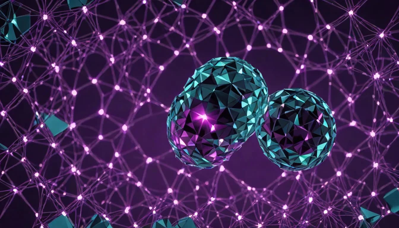 Two interconnected crystalline spheres representing all-in-one versus specialist business tools