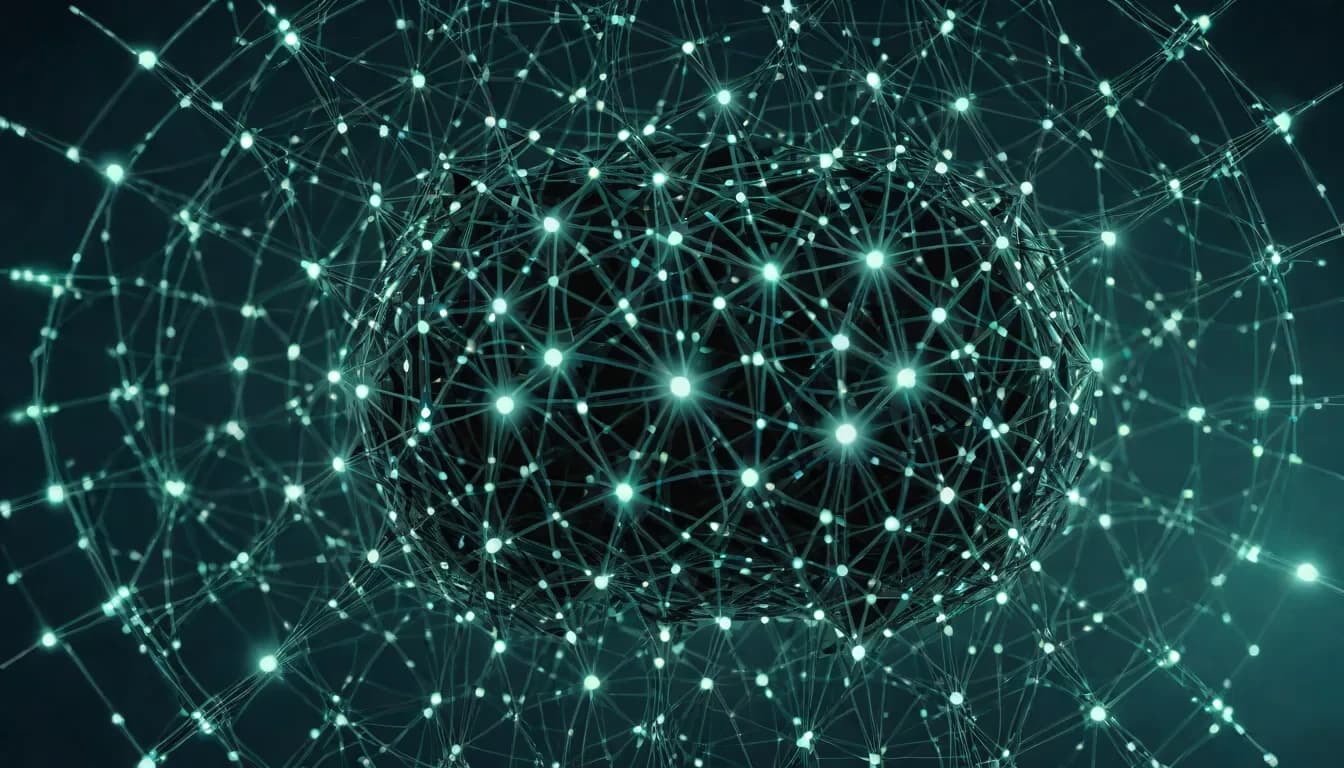 Glowing neural network sphere representing an AI business operating system