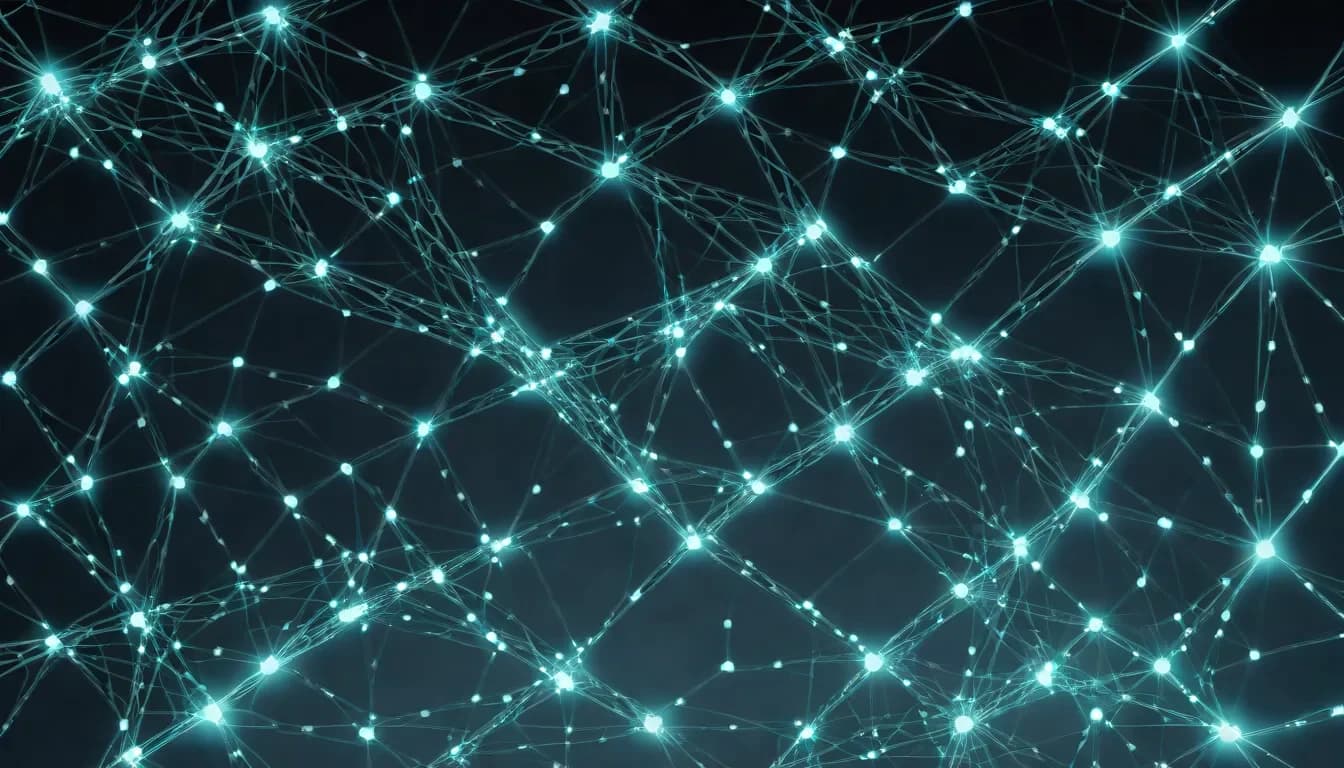 Glowing network of connected nodes representing the Model Context Protocol linking AI and tools